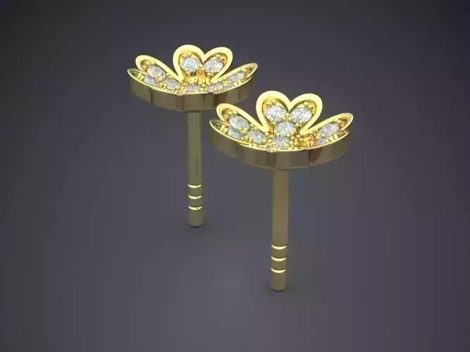 Flower-Shaped Classic Girly Earrings with Diamonds