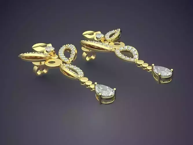 Vintage Unique Luxurious Earrings with Diamonds