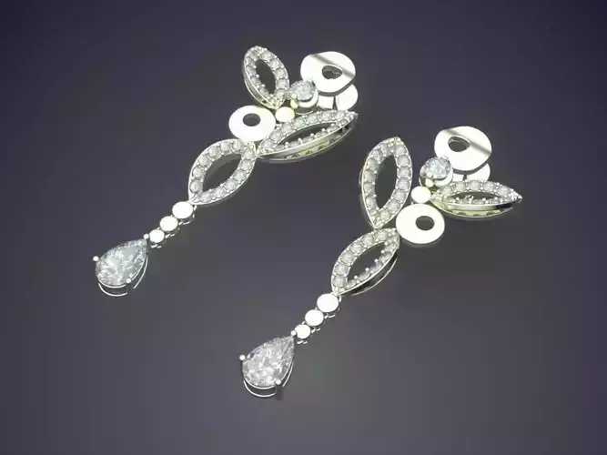 Vintage Unique Luxurious Earrings with Diamonds