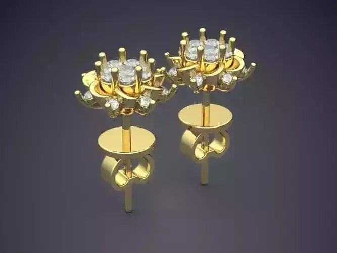 Unique Luxurious Flower-Shaped Earrings with Diamonds