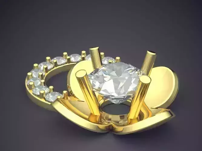 Flower-Shaped Luxurious Textured Pendant with Diamond