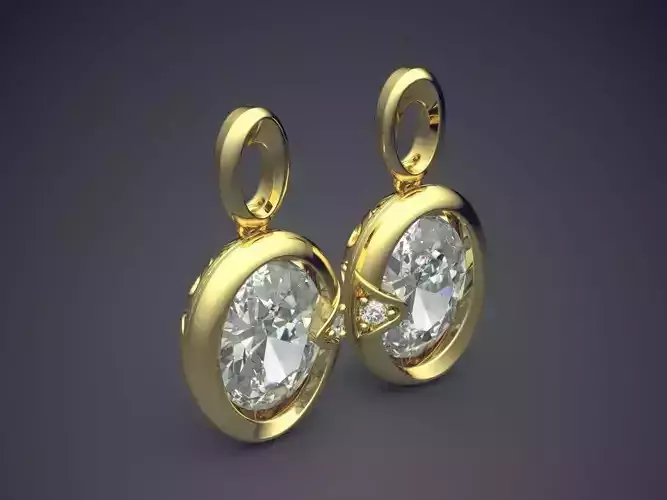 Vintage Simple Minimalistic Earrings with Diamonds 3D print model