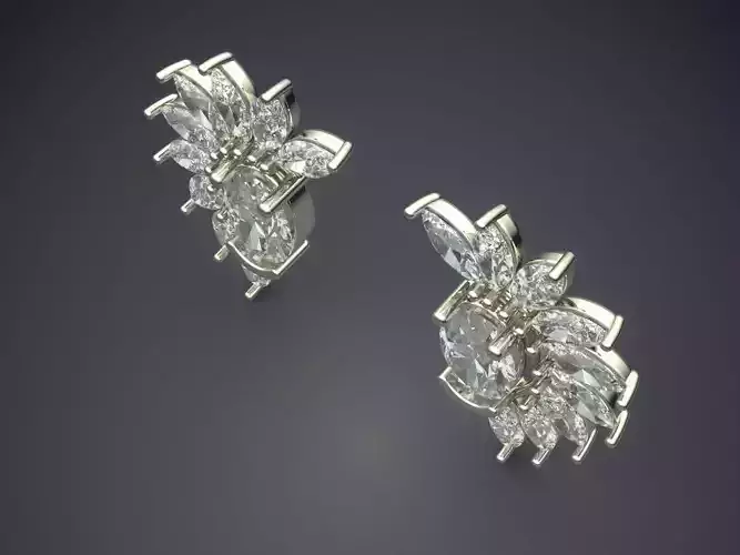 Unique Wings-Shaped Earrings With Diamonds