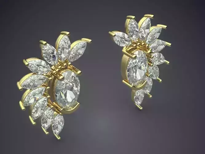 Unique Wings-Shaped Earrings With Diamonds