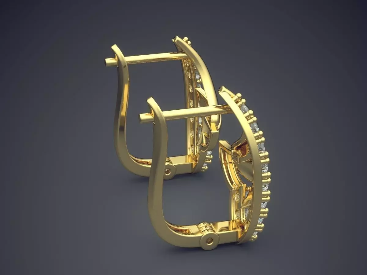 Vintage Unique Luxurious Earrings with Diamonds 3D print model_3