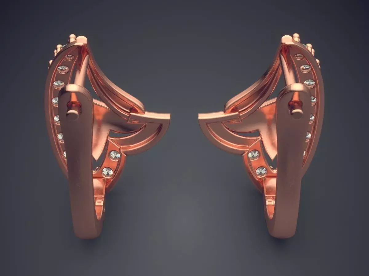 Vintage Unique Luxurious Earrings with Diamonds 3D print model_2