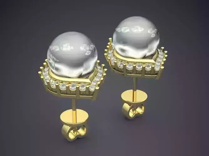 Classic Luxurious Everyday Earrings with Pearl 3D print model