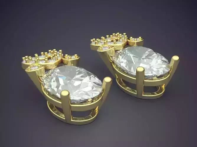 Vintage Unique Earrings with Diamonds and Heart Details