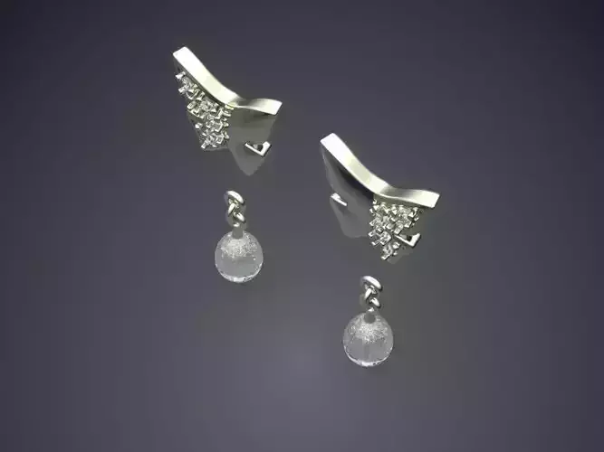 Beautiful Unique Butterfly-Shaped Golden Earrings with Gem