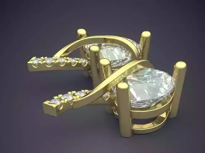 Beautiful Golden Diamond-Earrings with Details