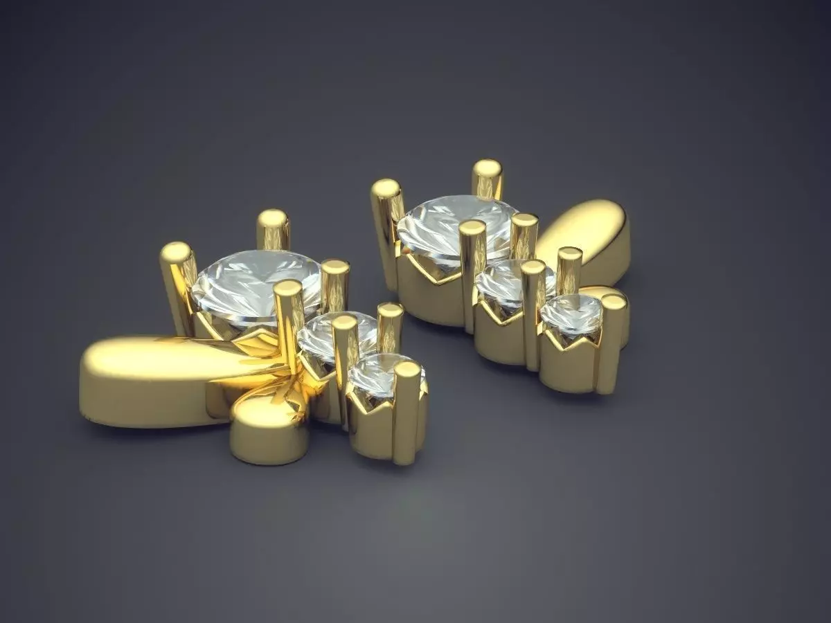 Beautiful Girly Bee-Shaped Diamond-Earrings 3D print model