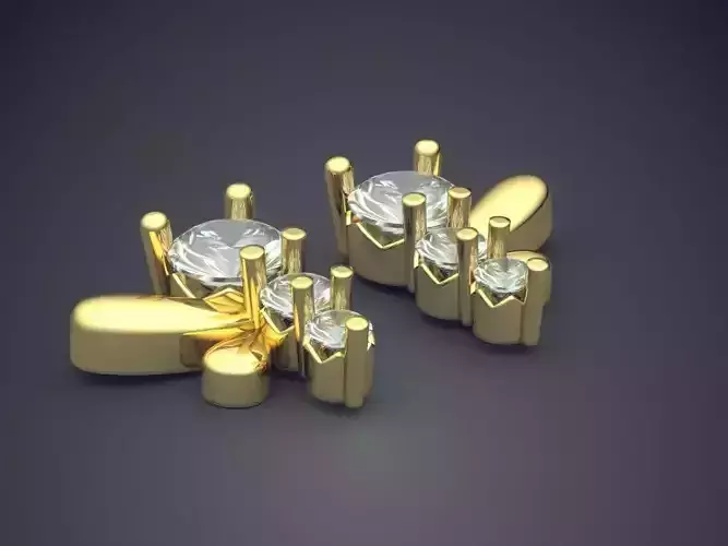 Beautiful Girly Bee-Shaped Diamond-Earrings 3D print model