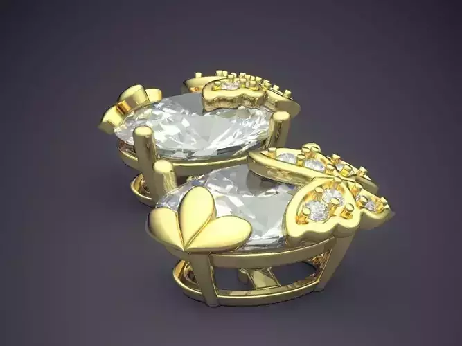 Beautiful Golden Diamond-Earrings with Butterflies