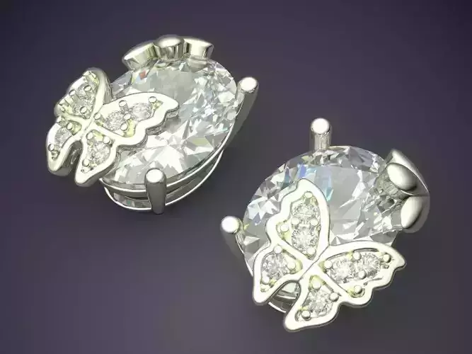 Beautiful Golden Diamond-Earrings with Butterflies