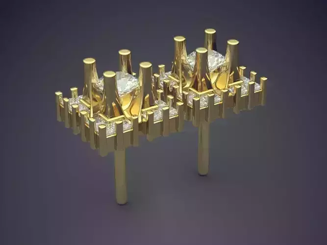 Unique Luxurious Modern Square Earrings 3D print model