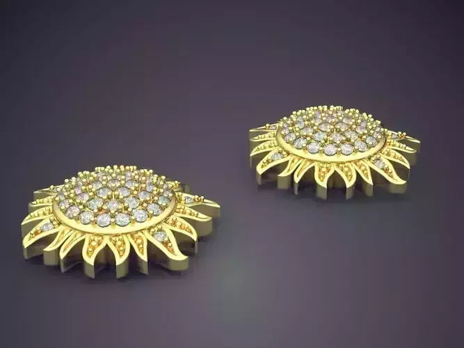 Gorgeous Sunflower Earrings with Diamonds