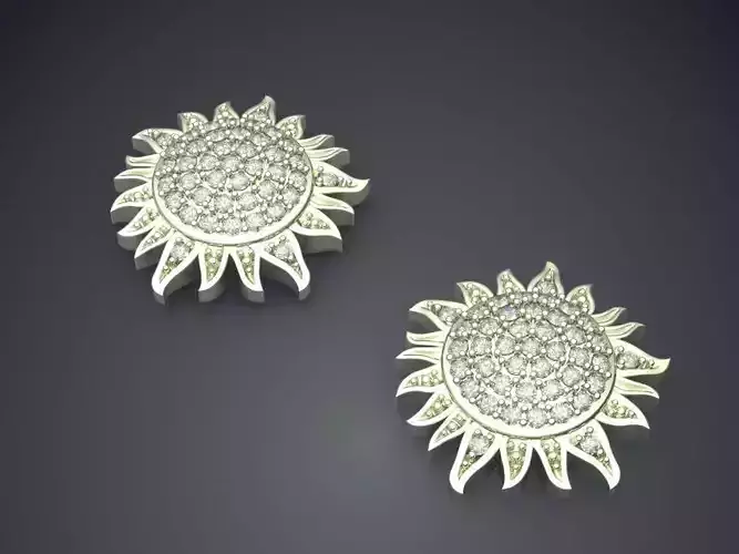 Gorgeous Sunflower Earrings with Diamonds