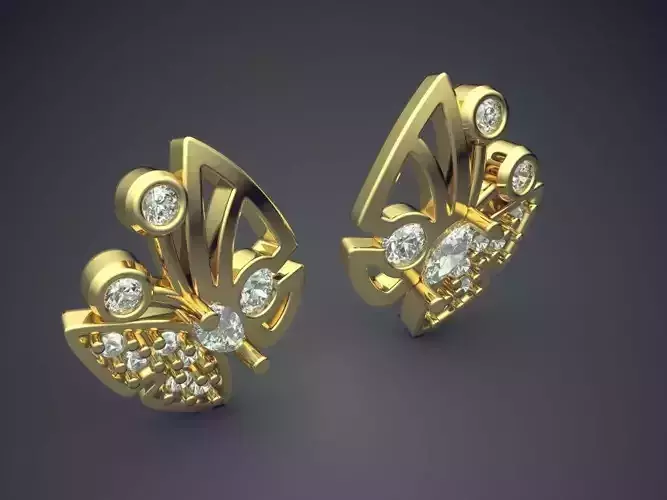 Unique Girly Butterfly Earrings with Diamonds