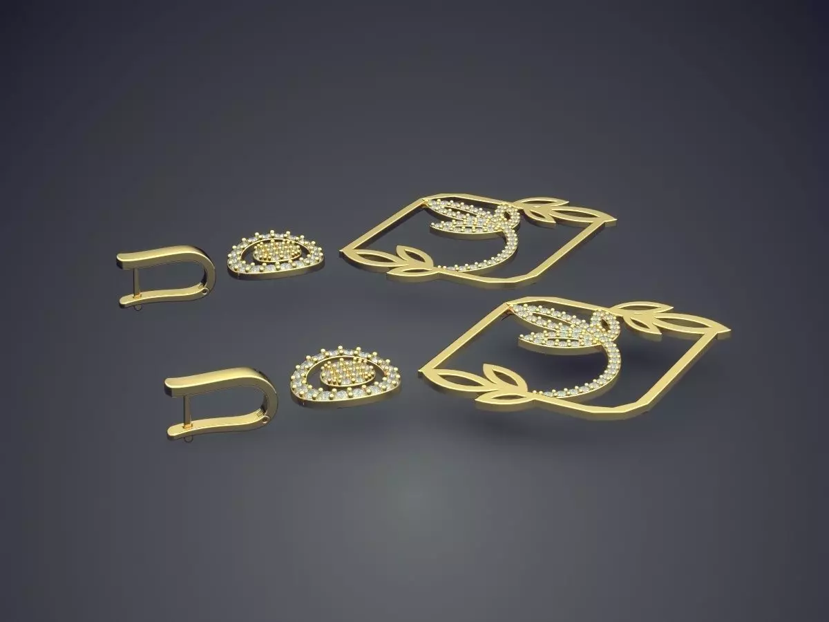 Unique Simple Minimalistic Earrings with Small Detailing 3D print model_3