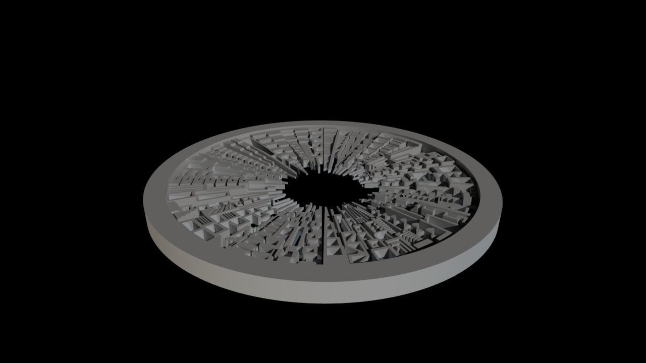 Beautiful modern wall decor - circle buildings skyline - 650mm 3D print model_5
