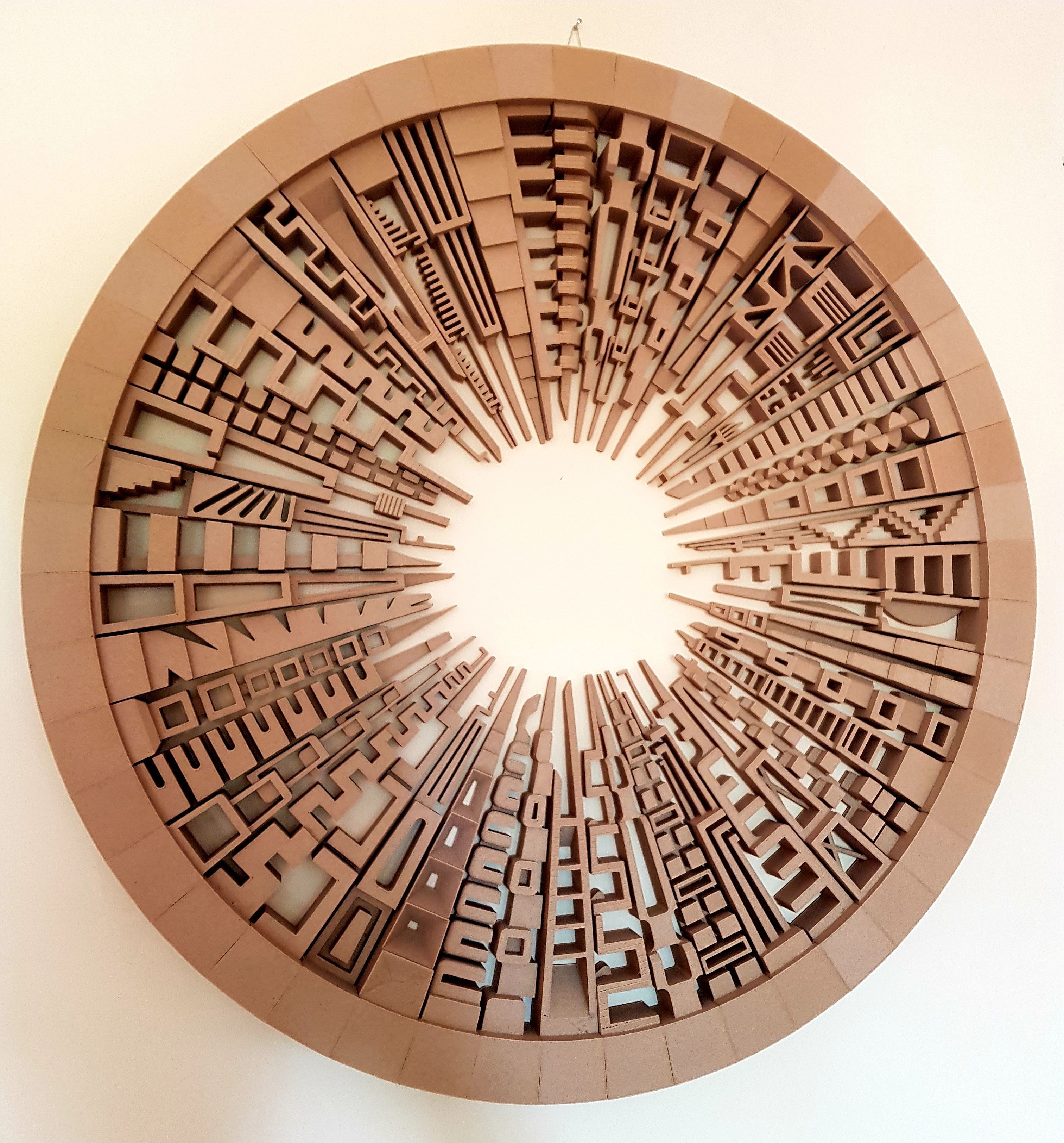 Beautiful modern wall decor - circle buildings skyline - 650mm 3D print model_6