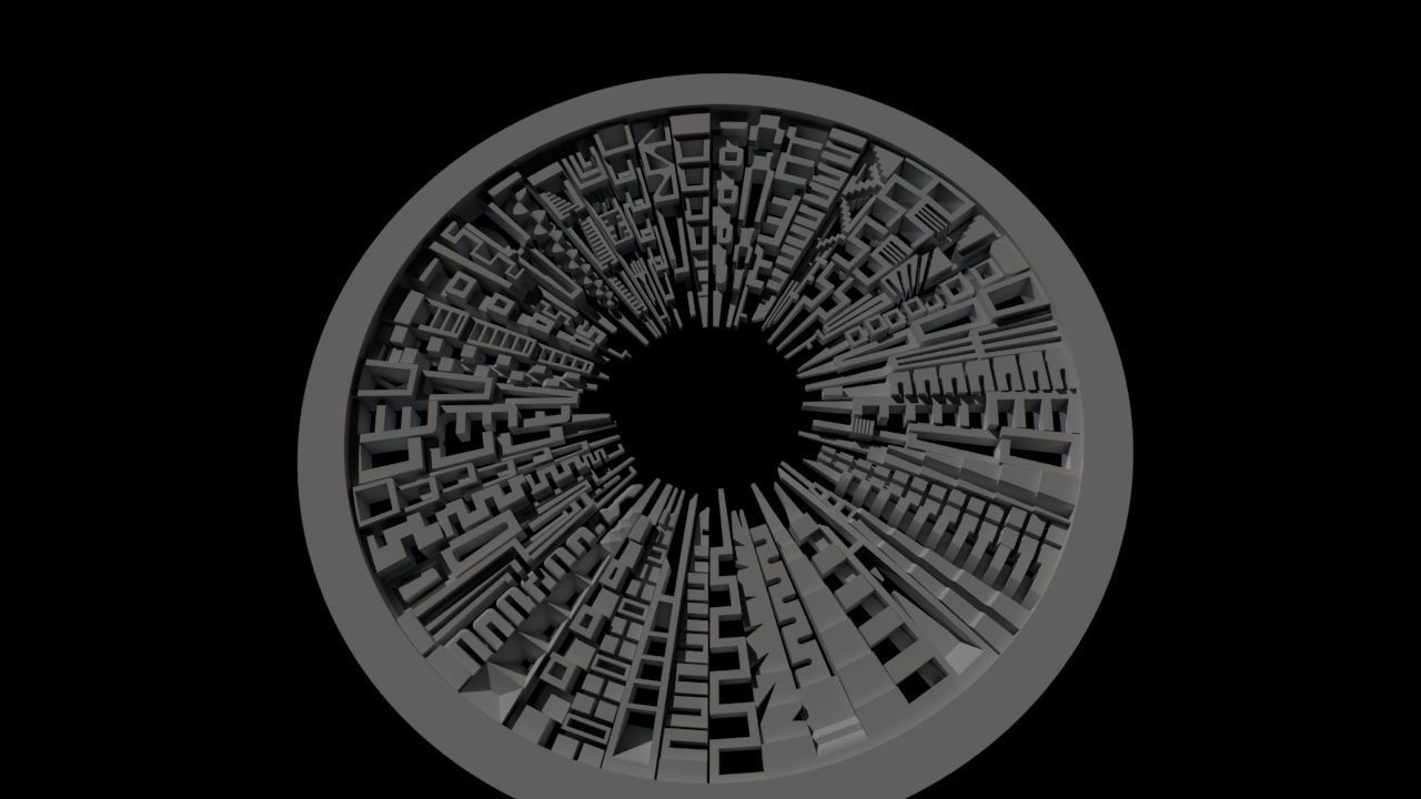 Beautiful modern wall decor - circle buildings skyline - 650mm 3D print model_3