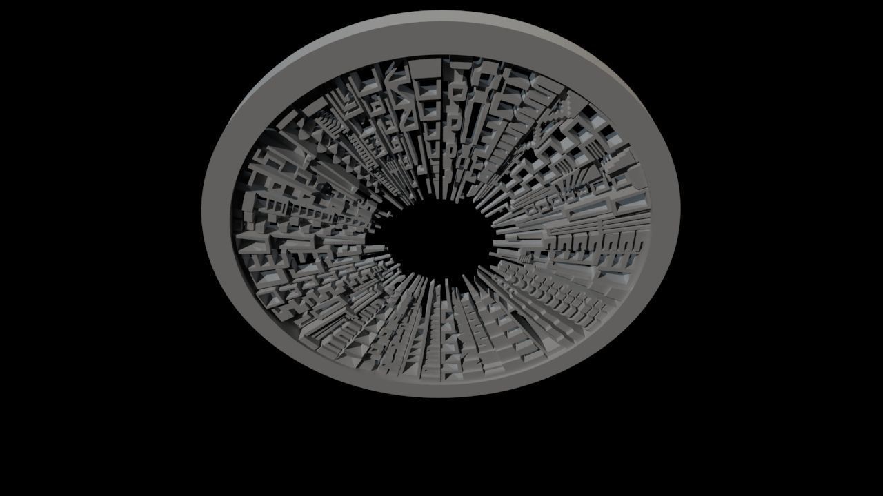 Beautiful modern wall decor - circle buildings skyline - 650mm 3D print model_4