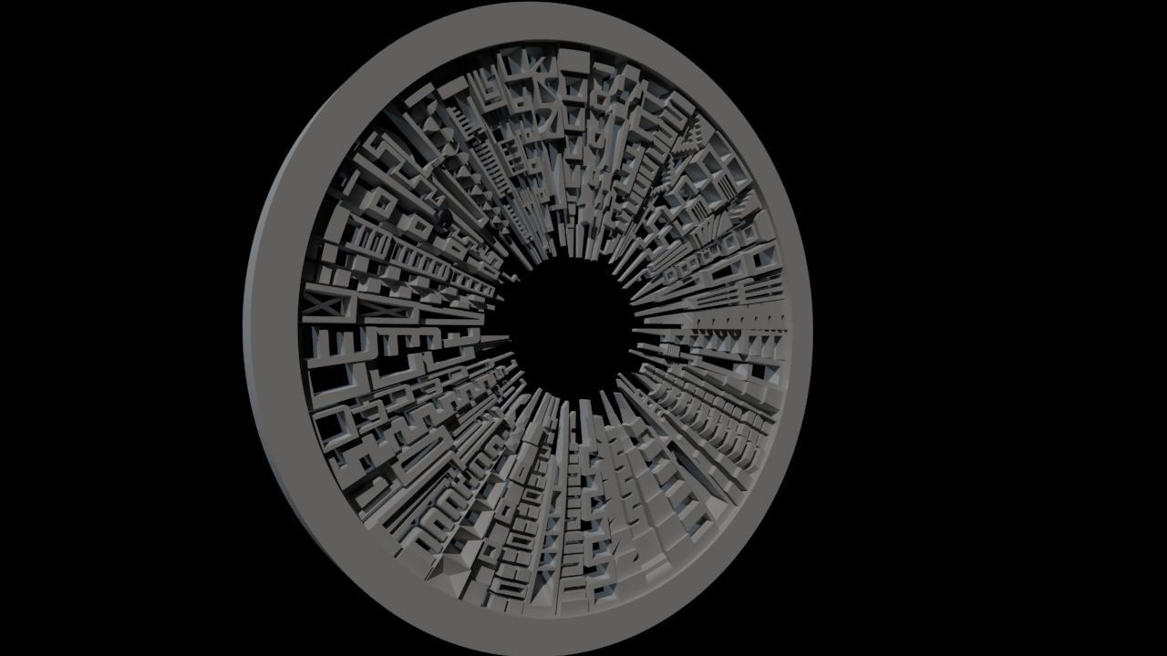 Beautiful modern wall decor - circle buildings skyline - 650mm 3D print model_1