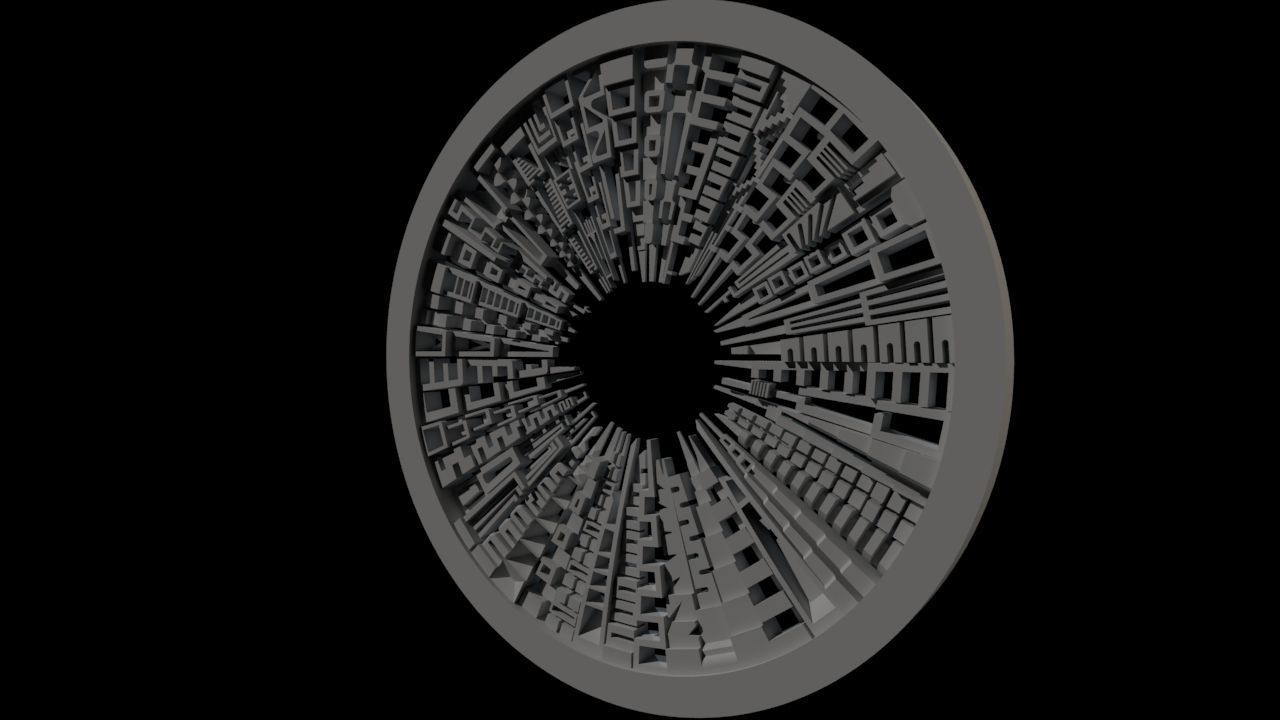 Beautiful modern wall decor - circle buildings skyline - 650mm 3D print model_2