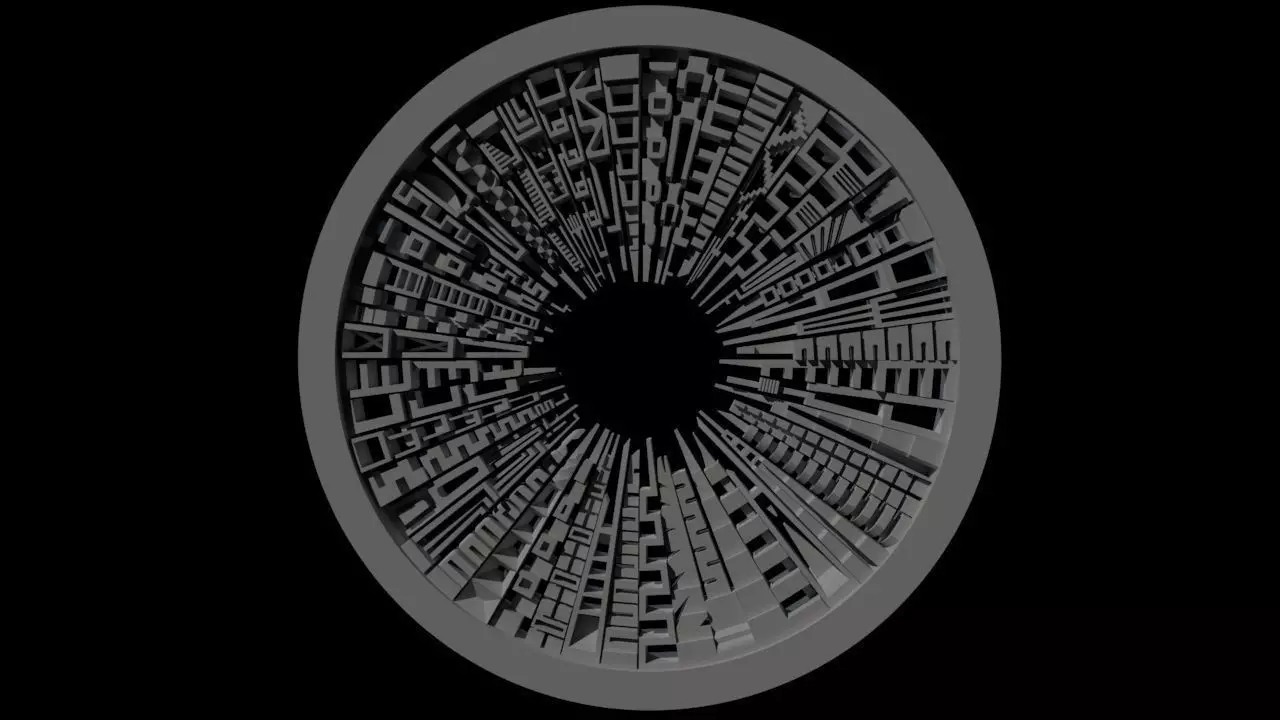 Beautiful modern wall decor - circle buildings skyline - 650mm 3D print model_0