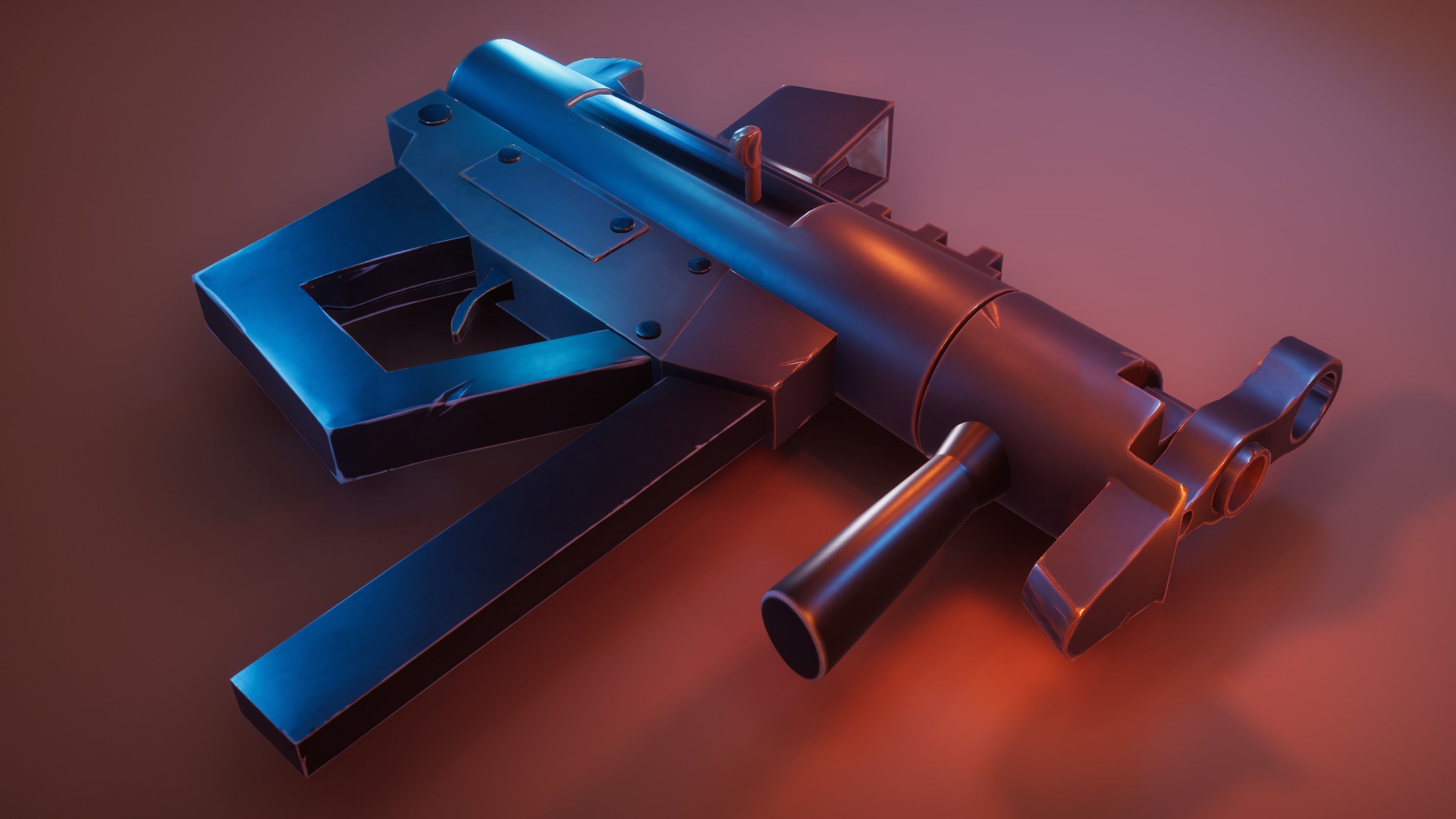 Stylized SMG Low-poly 3D model_7