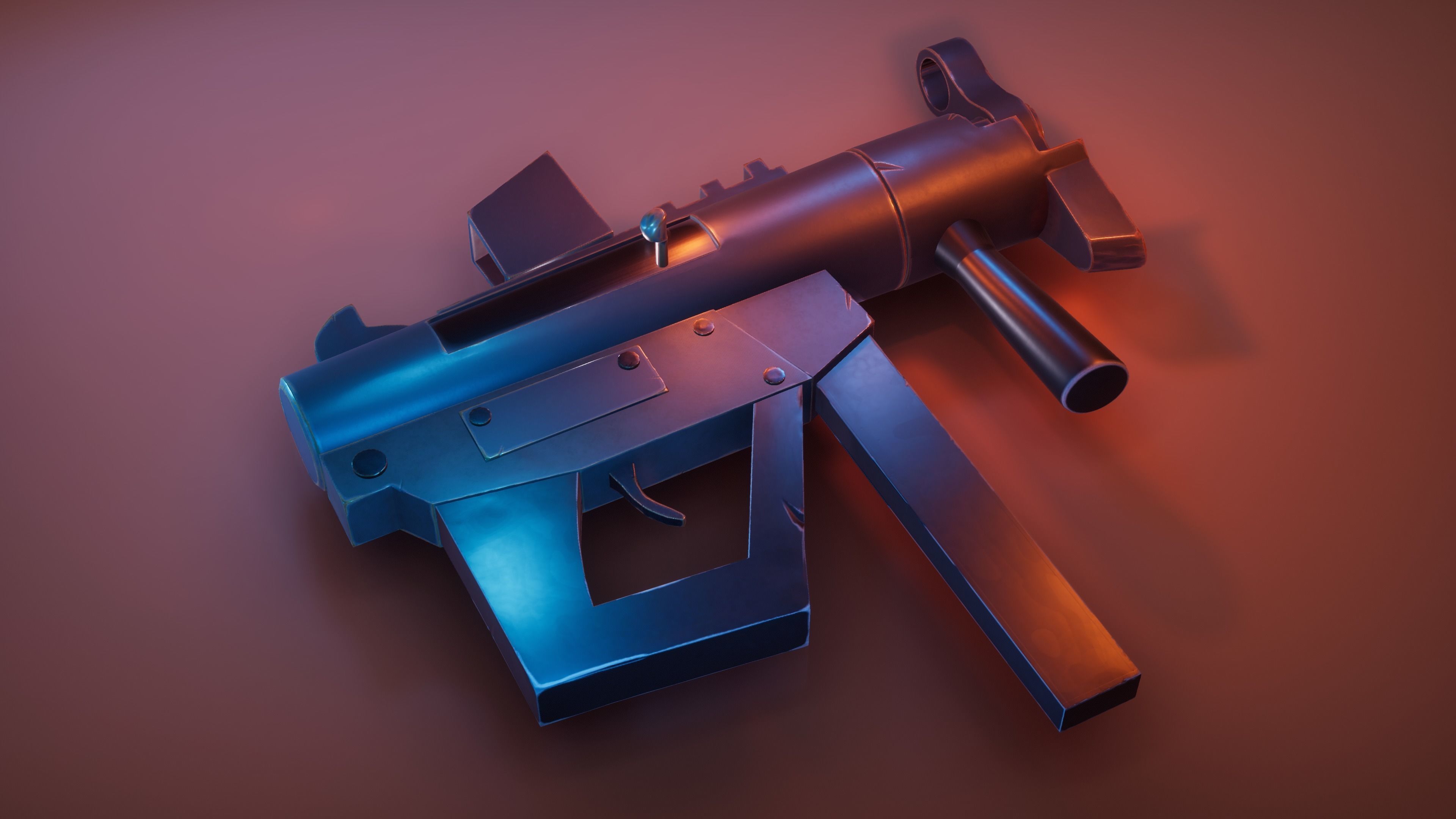 Stylized SMG Low-poly 3D model_8