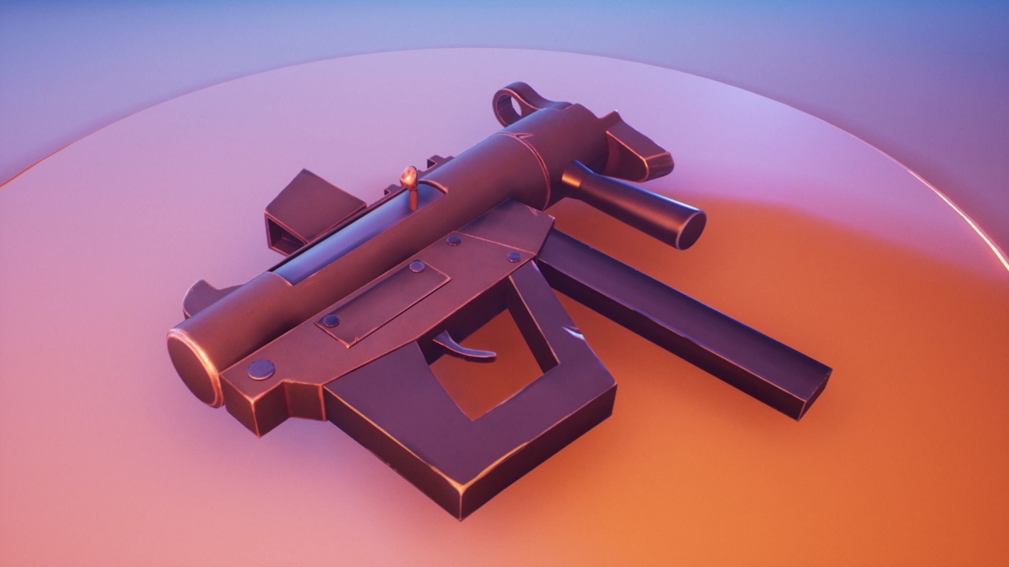 Stylized SMG Low-poly 3D model_1