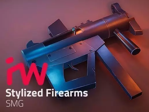 Stylized SMG Low-poly 3D model_0