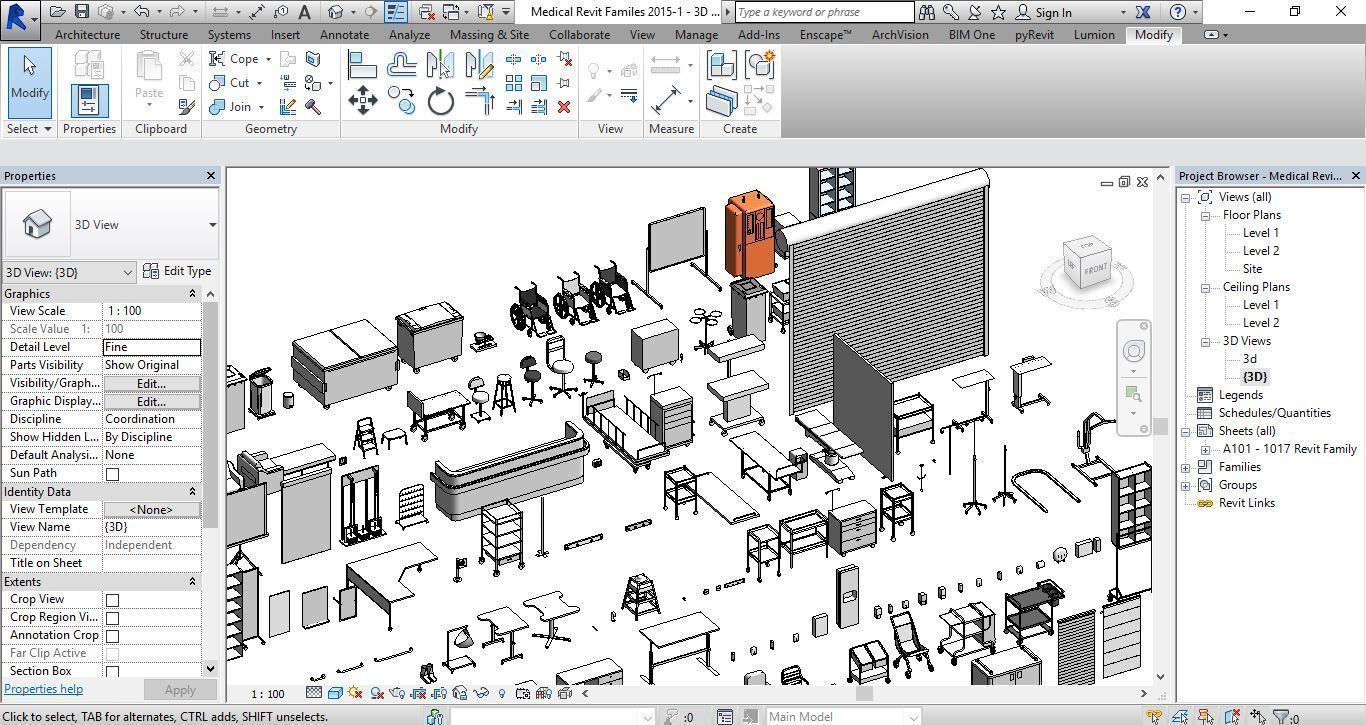 1016 Models for Medical Equipment Revit 2015 3D model_13