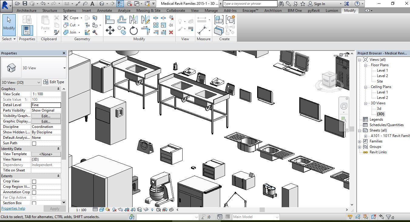 1016 Models for Medical Equipment Revit 2015 3D model_19