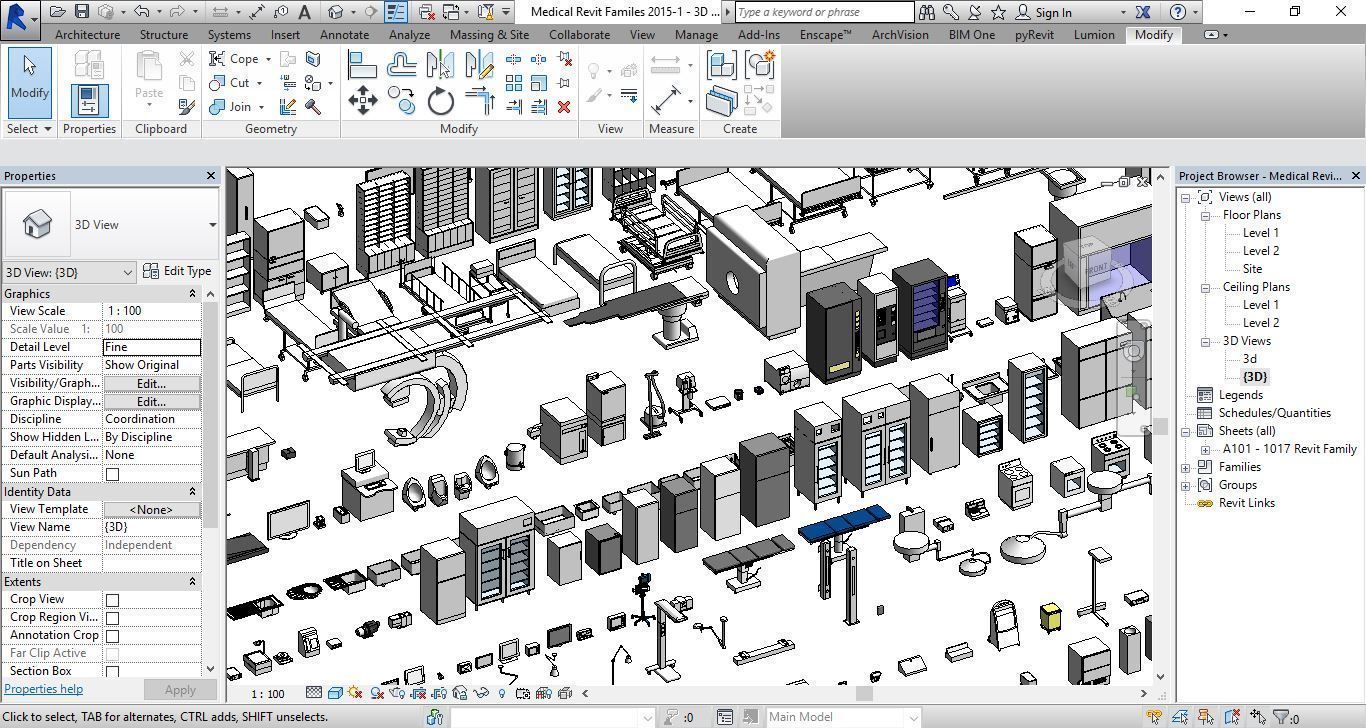 1016 Models for Medical Equipment Revit 2015 3D model_7
