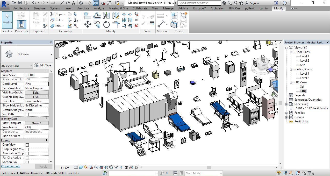 1016 Models for Medical Equipment Revit 2015 3D model_2