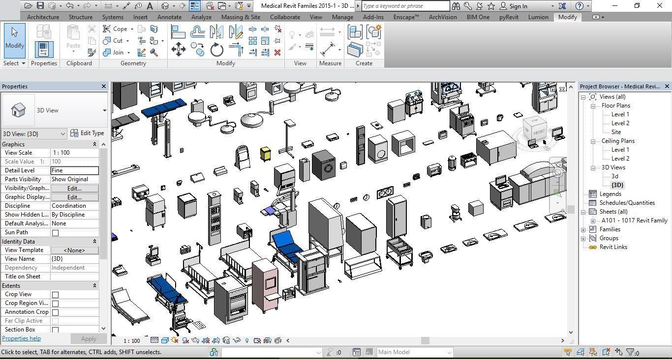 1016 Models for Medical Equipment Revit 2015 3D model_3