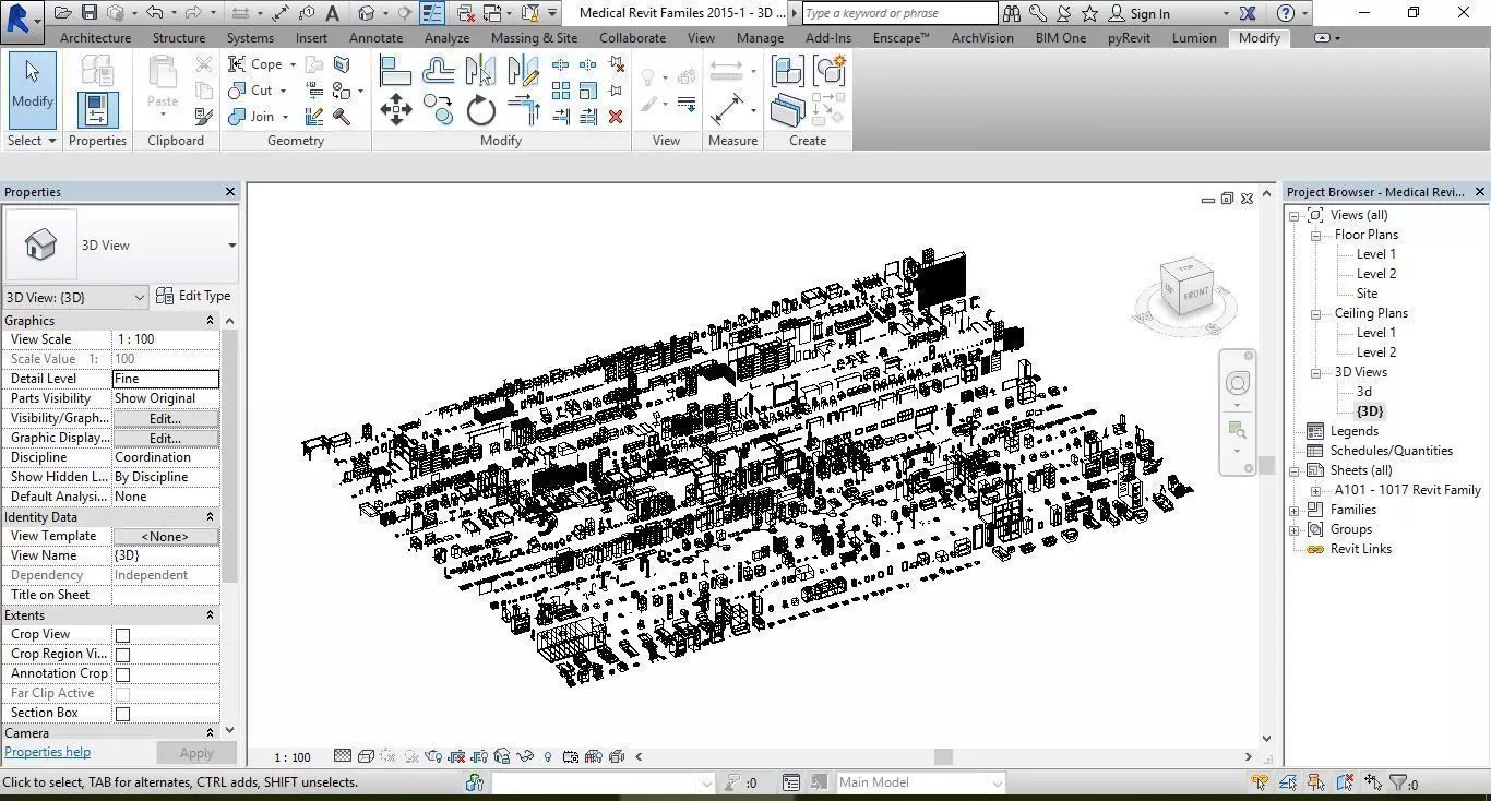 1016 Models for Medical Equipment Revit 2015 3D model_0