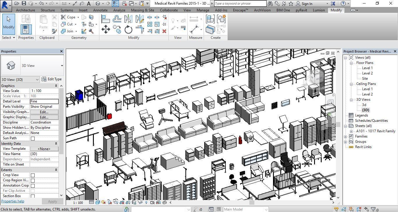 1016 Models for Medical Equipment Revit 2015 3D model_11