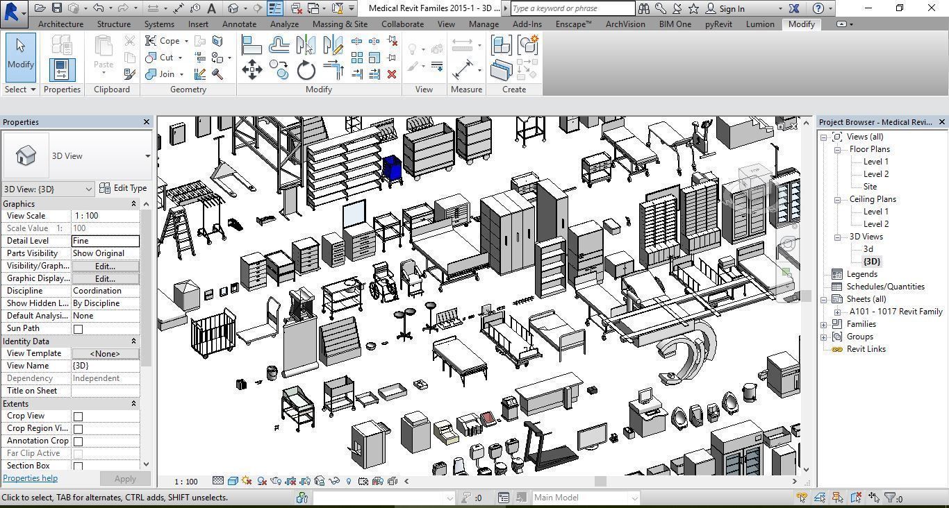 1016 Models for Medical Equipment Revit 2015 3D model_9