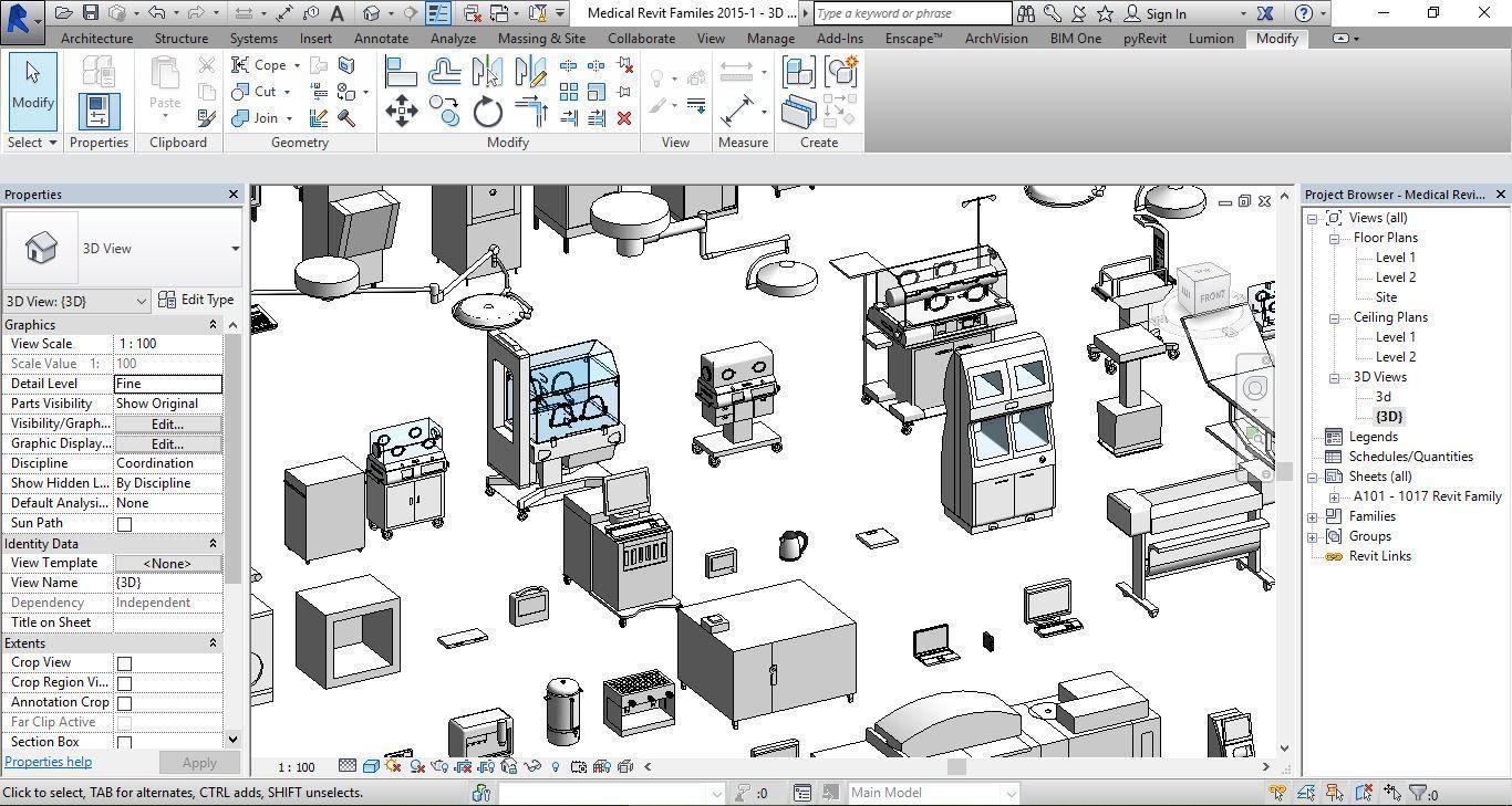 1016 Models for Medical Equipment Revit 2015 3D model_16