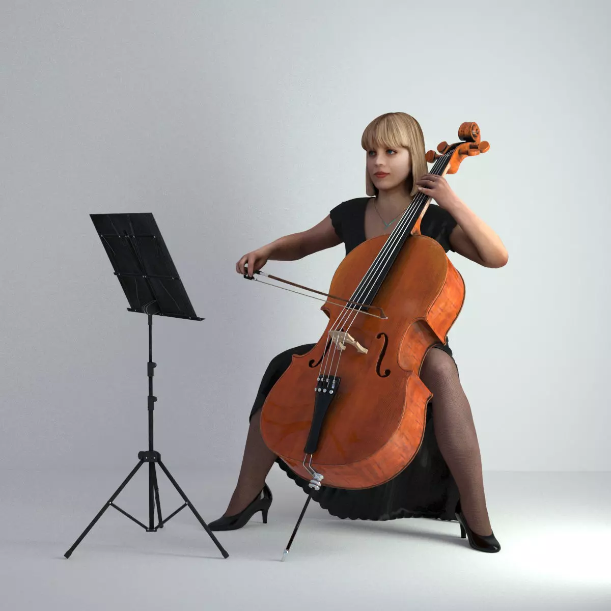 3D Scan Woman Musician 005 3D model_0