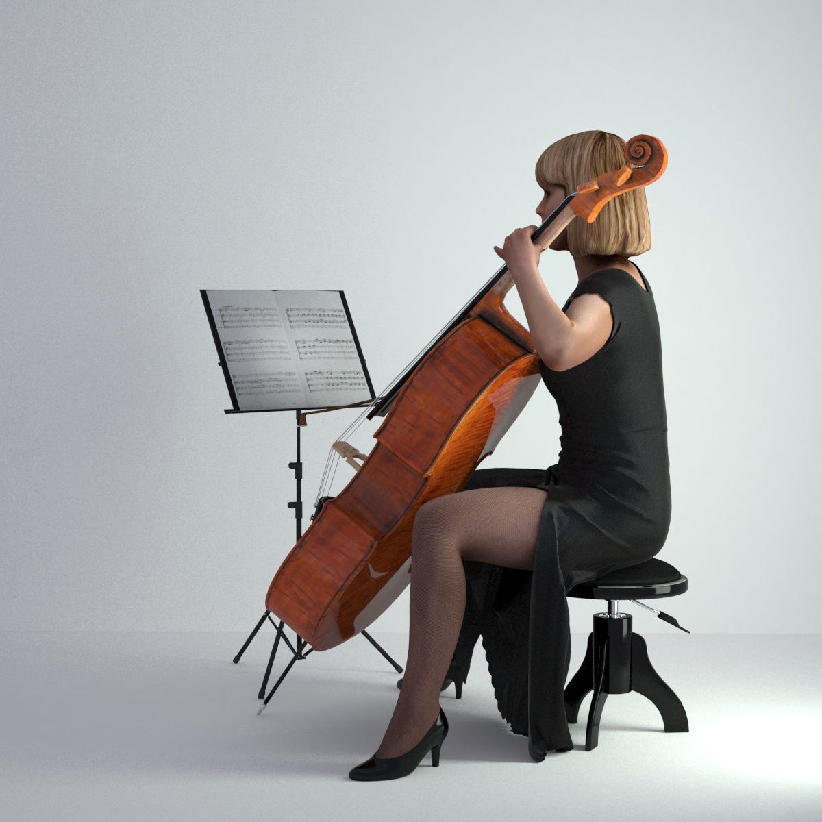3D Scan Woman Musician 005 3D model_2