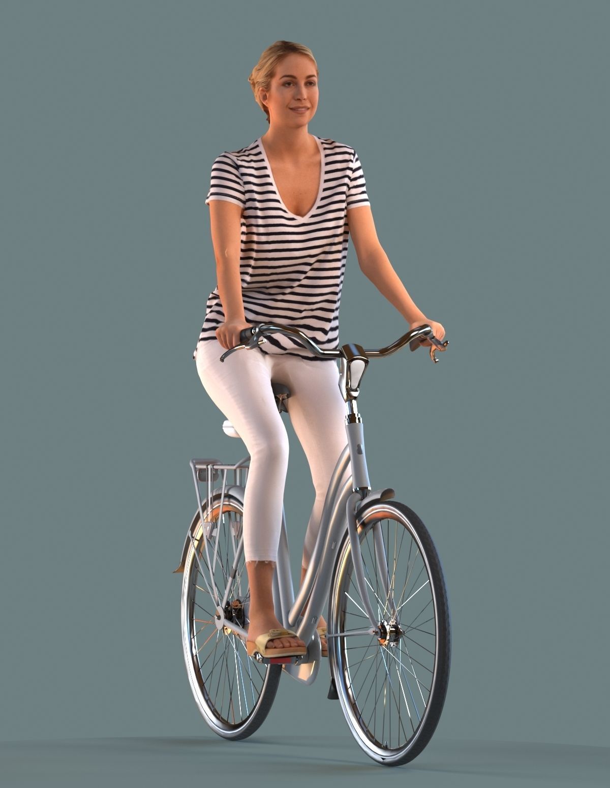 set of  3D women on bicycles low-poly 3D models Low-poly 3D model_4