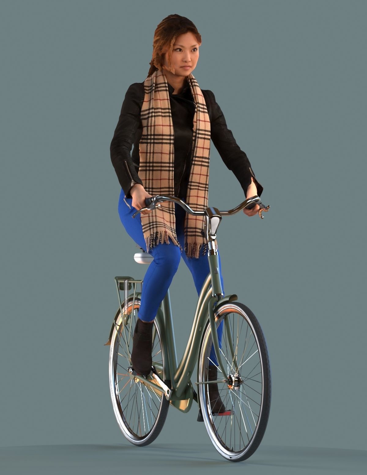 set of  3D women on bicycles low-poly 3D models Low-poly 3D model_2