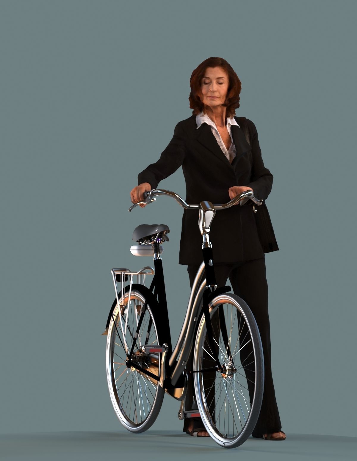 set of  3D women on bicycles low-poly 3D models Low-poly 3D model_3