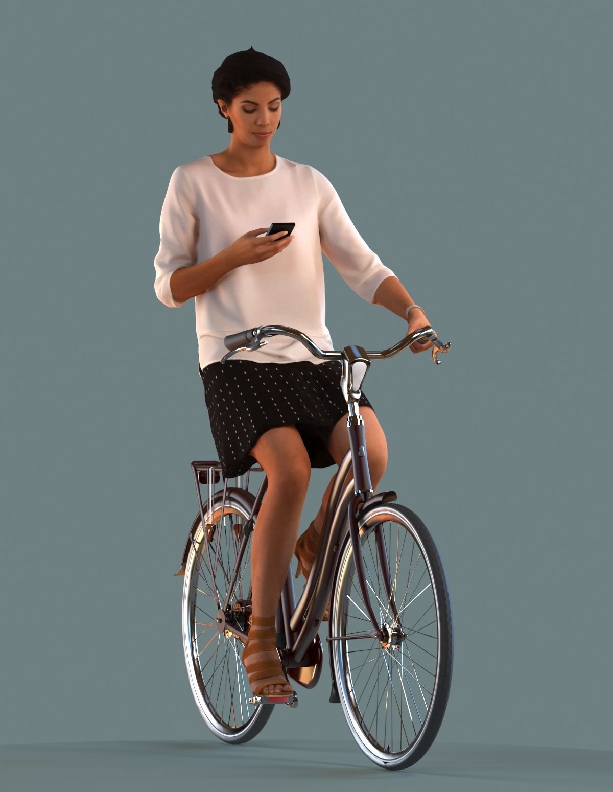 set of  3D women on bicycles low-poly 3D models Low-poly 3D model_5