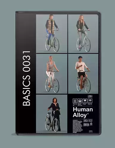 set of  3D women on bicycles low-poly 3D models Low-poly 3D model